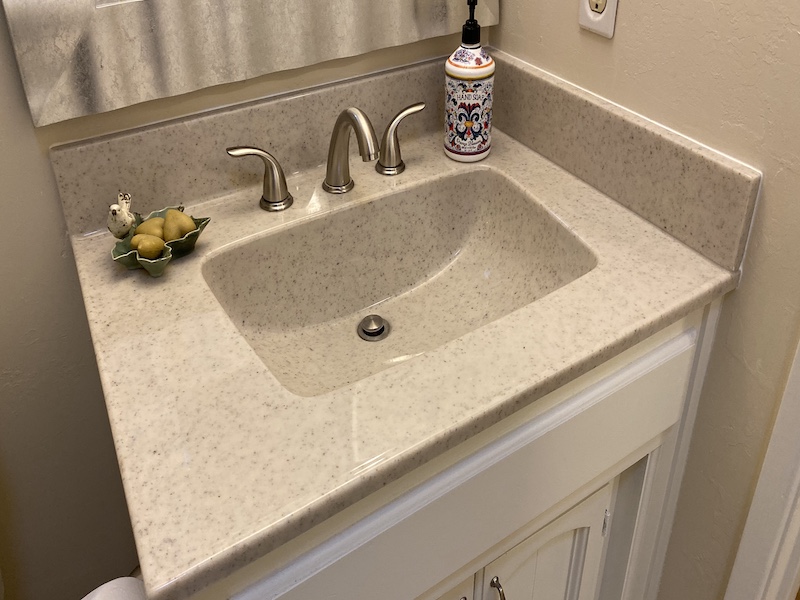 Cultured granite vanity with one sink: vanity-4576.JPG